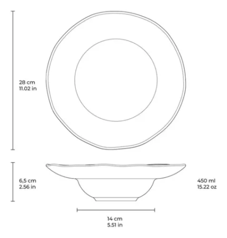 Set X6 Plato Pasta 28cm Titanium Porto Brasil Stoneware - Imagen 4
