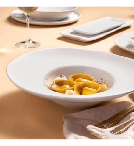Set X6 Plato Pasta 28cm New White Porto Brasil Stoneware - Imagen 3