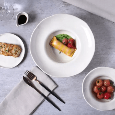 Set X6 Plato Pasta 28cm New White Porto Brasil Stoneware - Imagen 4