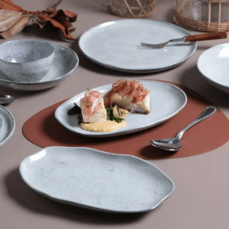 Set X4 Fuente Oval Plana 30x20cm Pistache Porto Brasil - Imagen 4