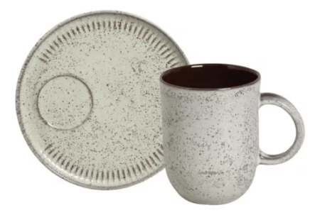 Set X 4 Taza/mug Y Plato 330ml Pistache Porto Brasil