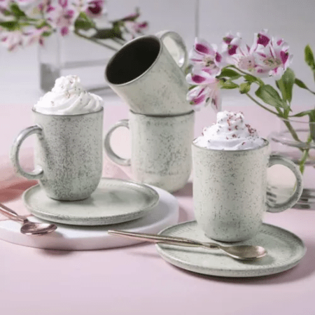 Set X 4 Taza/mug Y Plato 330ml Pistache Porto Brasil - Imagen 2
