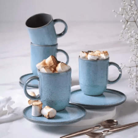 Set X 4 Taza/mug Y Plato 330ml Breeze Porto Brasil - Imagen 4