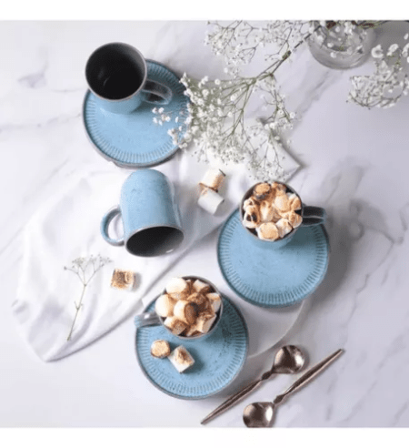 Set X 4 Taza/mug Y Plato 330ml Breeze Porto Brasil - Imagen 5