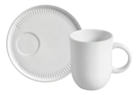 Set X 6 Taza/mug Y Plato 330ml New White Porto Brasil