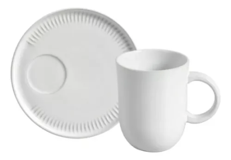 Set X 4 Taza/mug Y Plato 330ml New White Porto Brasil