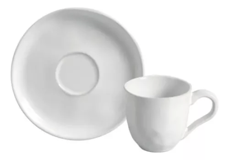 Set X4 Pocillo Cafe/plato 120ml New White Porto Brasil