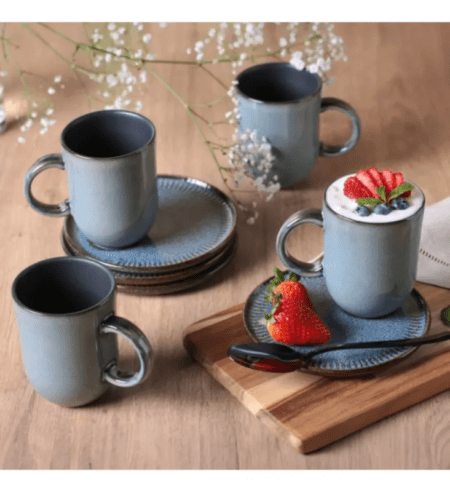 Set X 6 Taza/mug Y Plato 330ml Titanium Porto Brasil - Imagen 5