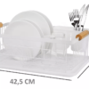 Secaplatos Hierro Blanco Bandeja Plastica Asas De Madera - Imagen 2
