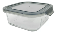 Contenedor Cuadrado De Vidrio 800ml Con Tapa Crystal Rock