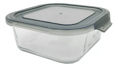 Contenedor Cuadrado De Vidrio 800ml Con Tapa Crystal Rock